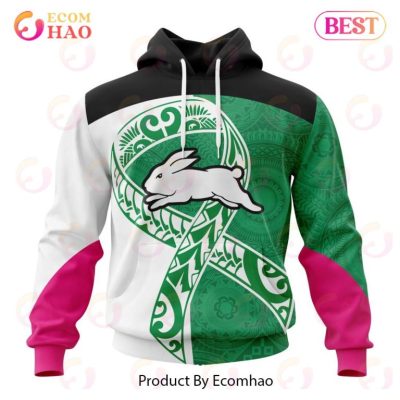 NRL South Sydney Rabbitohs Custom Name Number Fight Cancer Pullover Hoodie