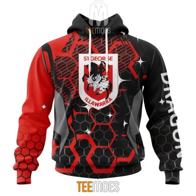 NRL St. George Illawarra Dragons Custom Name Number MotoCross Style Pullover Hoodie