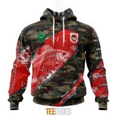 NRL St. George Illawarra Dragons Custom Name Number Special Camo Fishing Pullover Hoodie