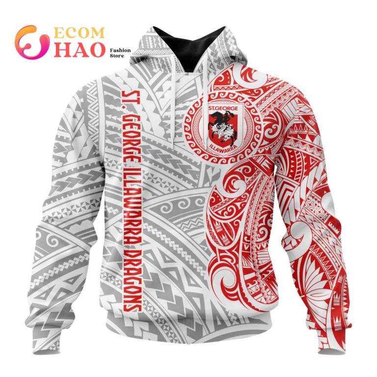 NRL St. George Illawarra Dragons Custom Name Polynesian Pullover Hoodie NRL St. George Illawarra Dragons Custom Name Polynesian Pullover Hoodie