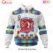 NRL Sydney Roosters Custom Name Number Autism Awareness Pullover Hoodie