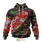 NRL Sydney Roosters Custom Name Number Special Camo Fishing Pullover Hoodie