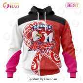 NRL Sydney Roosters Custom Name Number Fight Cancer Pullover Hoodie