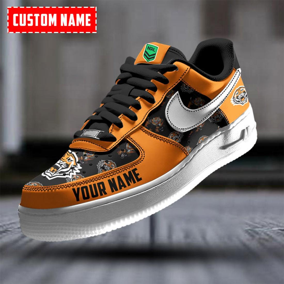 NRL Wests Tigers Custom Name Special Edition Air Force 1 Sneakers NRL Wests Tigers Custom Name Special Edition Air Force 1 Sneakers