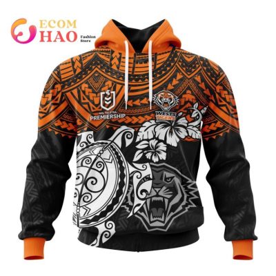NRL Wests Tigers Custom Name Number Polynesian Pullover Hoodie