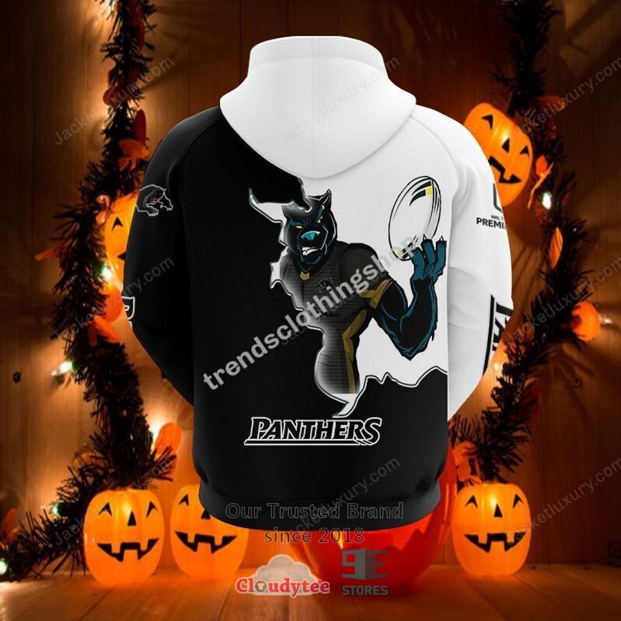 NRL Penrith Panthers Black White Mascot Scratch Pullover Hoodie NRL Penrith Panthers Black White Mascot Scratch Pullover Hoodie