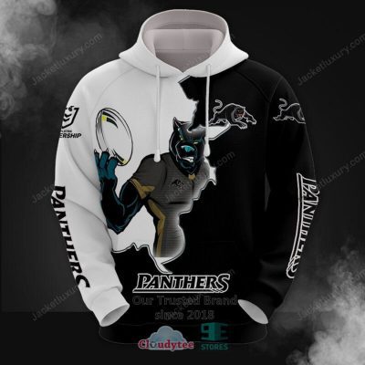 NRL Penrith Panthers Black White Mascot Scratch Pullover Hoodie
