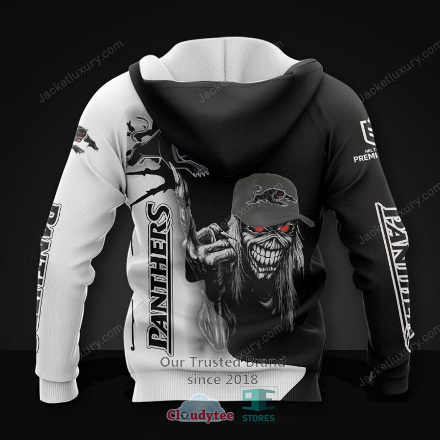 NRL Penrith Panthers Black White Iron Maiden Pullover Hoodie NRL Penrith Panthers Black White Iron Maiden Pullover Hoodie
