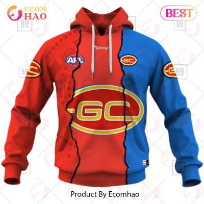AFL Gold Coast Suns Custom Name Number 2023 Mix Guernsey
 Pullover Hoodie