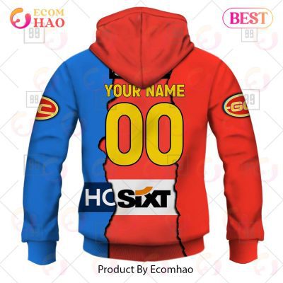 AFL Gold Coast Suns Custom Name Number 2023 Mix Guernsey
 Pullover Hoodie
