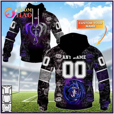 AFL Fremantle Dockers Custom Name Number Rose Dragon Pullover Hoodie