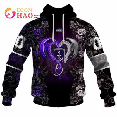 AFL Fremantle Dockers Custom Name Number Rose Dragon Pullover Hoodie