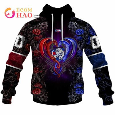 AFL Western Bulldogs Custom Name Number Rose Dragon Pullover Hoodie