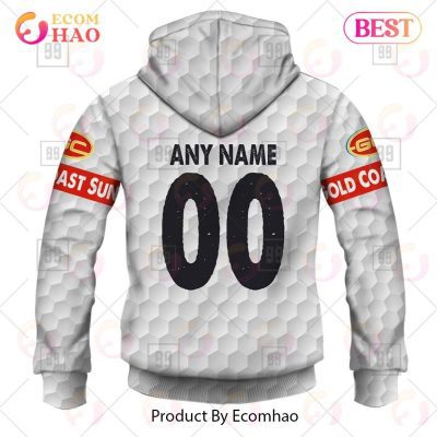 AFL Gold Coast Suns Custom Name Number White Pullover Hoodie
