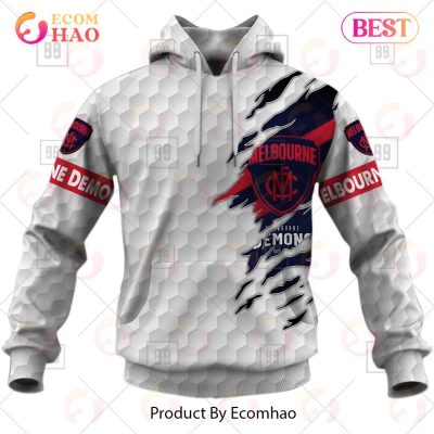 AFL Melbourne Demons Custom Name Number White Pullover Hoodie