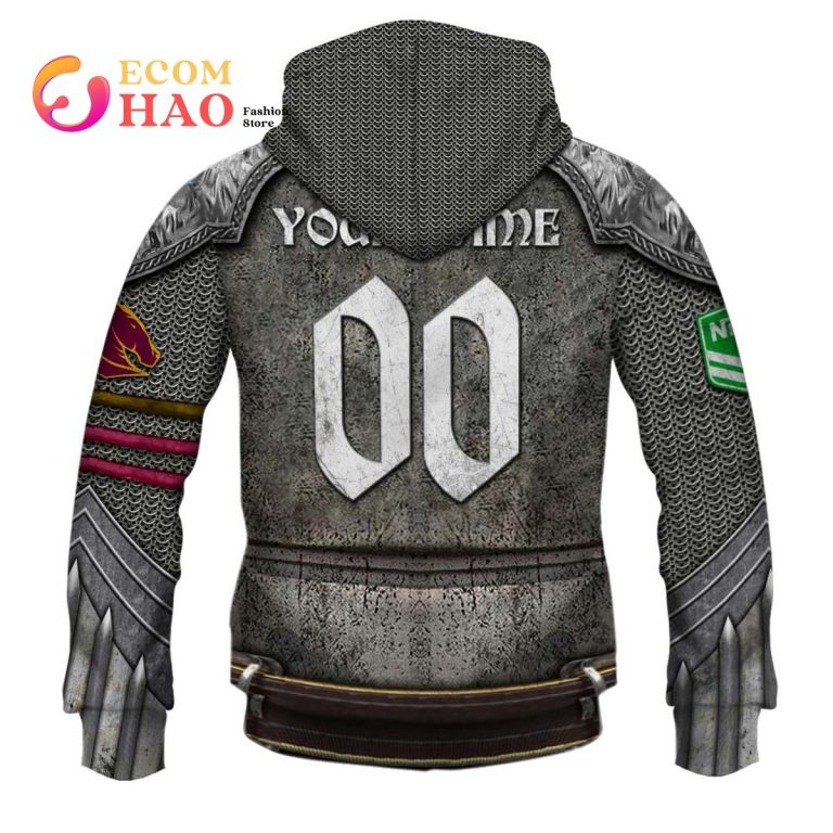 NRL Brisbane Broncos Custom Name Number Armor Pullover Hoodie NRL Brisbane Broncos Custom Name Number Armor Pullover Hoodie