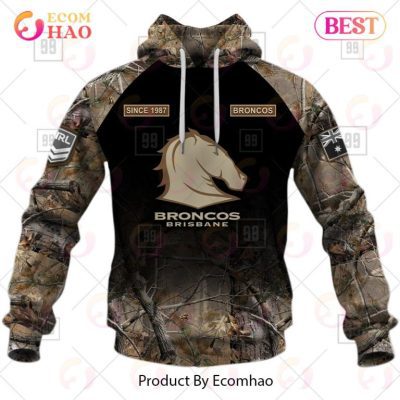 NRL Brisbane Broncos Custom Name Number Camo Pullover Hoodie