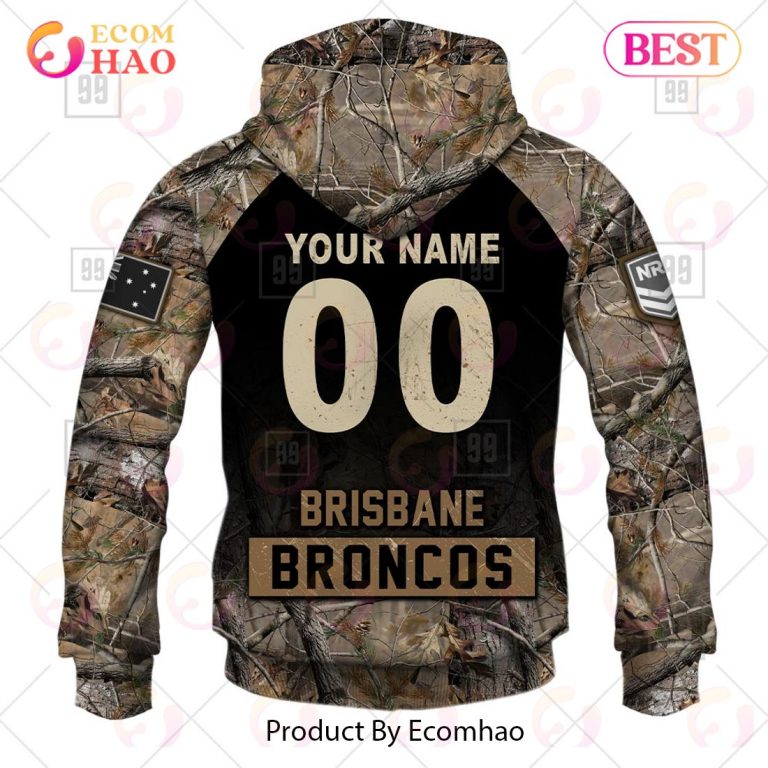 NRL Brisbane Broncos Custom Name Number Camo Pullover Hoodie NRL Brisbane Broncos Custom Name Number Camo Pullover Hoodie