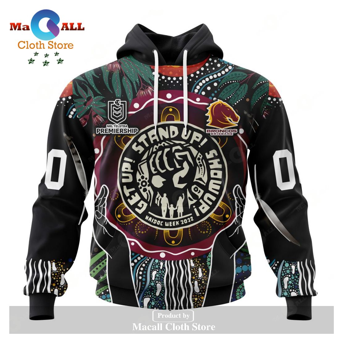 NRL Brisbane Broncos Custom Name Number 2022 NaiDOC Week Pullover Hoodie V2 NRL Brisbane Broncos Custom Name Number 2022 NaiDOC Week Pullover Hoodie V2