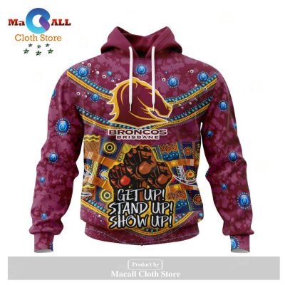 NRL Brisbane Broncos Custom Name Number 2023 NAIDOC Week Pullover Hoodie