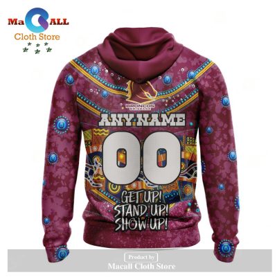 NRL Brisbane Broncos Custom Name Number 2023 NAIDOC Week Pullover Hoodie