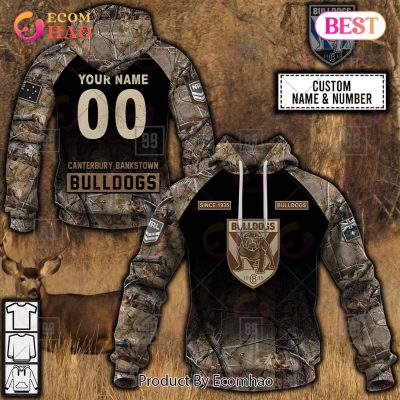 NRL Canterbury-Bankstown Bulldogs Custom Name Number Camo Pullover Hoodie