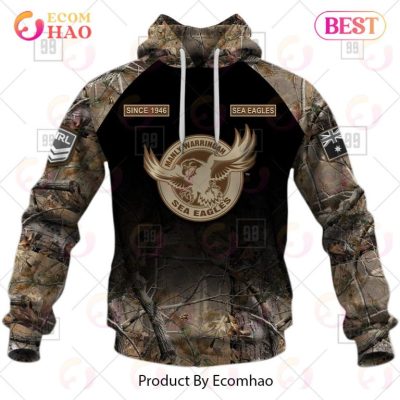 NRL Manly Warringah Sea Eagles Custom Name Number Camo Pullover Hoodie