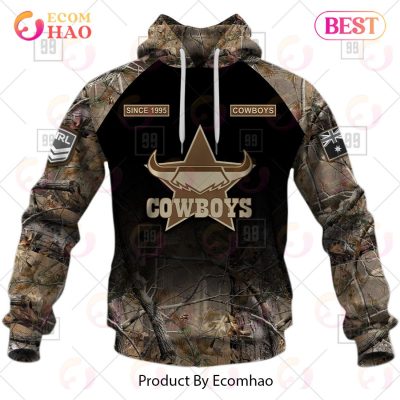 NRL North Queensland Cowboys Custom Name Number Camo Pullover Hoodie