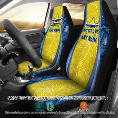 NRL North Queensland Cowboys Custom Name Yellow Special Car Seat Covers