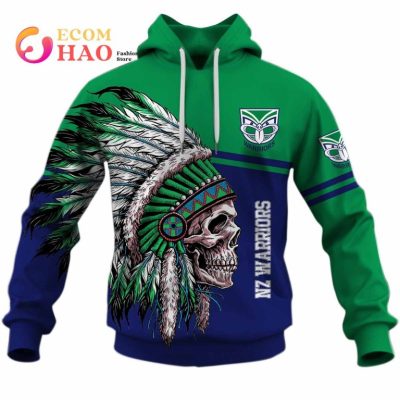 NRL New Zealand Warriors Custom Name Number Native Skull Pullover Hoodie