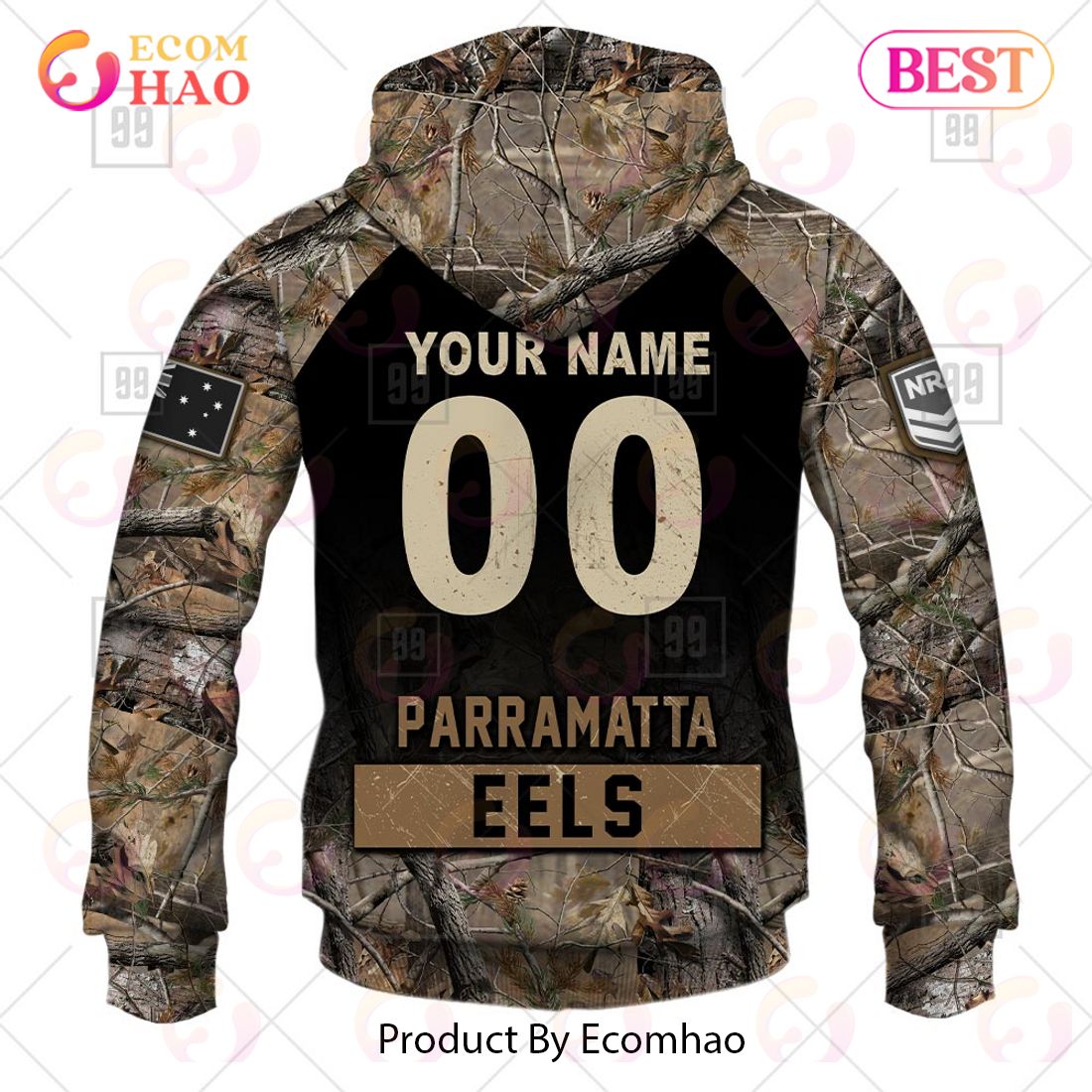 NRL Parramatta Eels Custom Name Number Camo Pullover Hoodie NRL Parramatta Eels Custom Name Number Camo Pullover Hoodie
