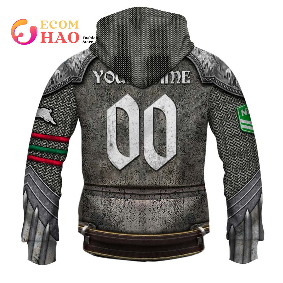 NRL South Sydney Rabbitohs Custom Name Number Armor Pullover Hoodie NRL South Sydney Rabbitohs Custom Name Number Armor Pullover Hoodie