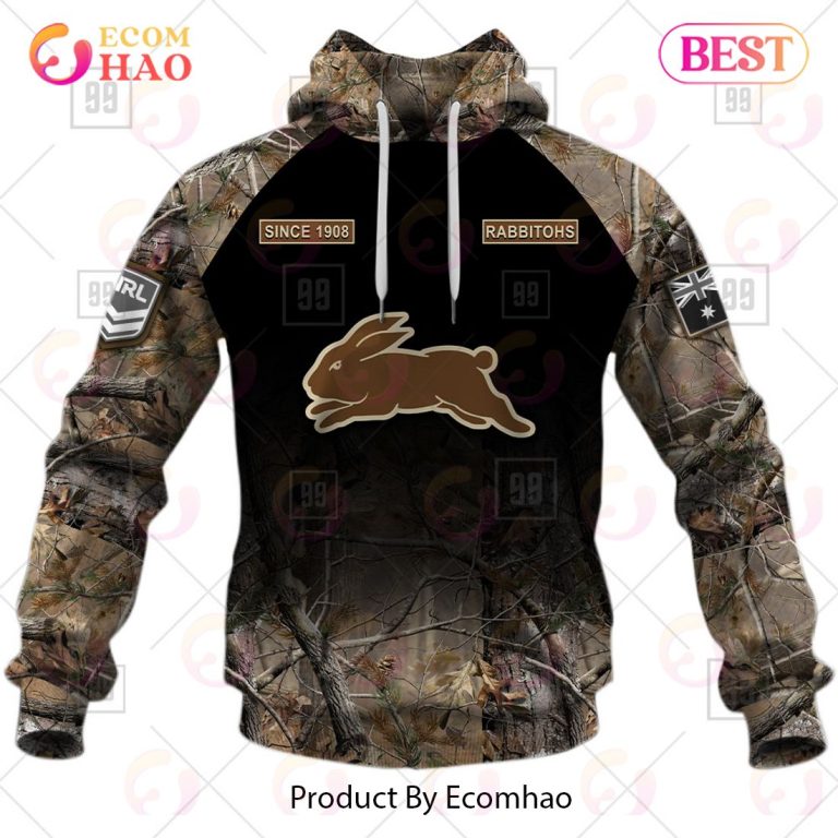 NRL South Sydney Rabbitohs Custom Name Number Camo Pullover Hoodie NRL South Sydney Rabbitohs Custom Name Number Camo Pullover Hoodie