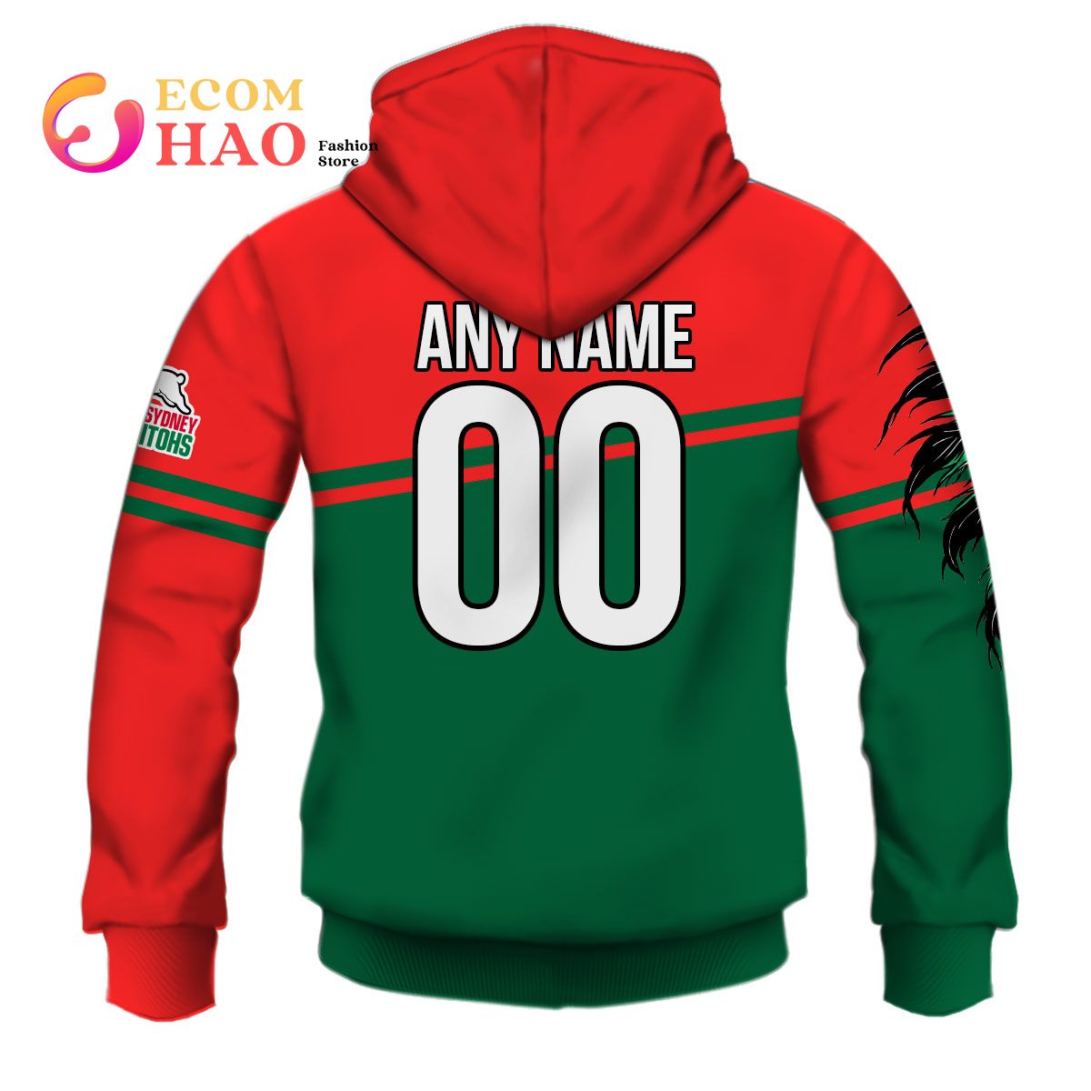 NRL South Sydney Rabbitohs Custom Name Number Native Skull Pullover Hoodie NRL South Sydney Rabbitohs Custom Name Number Native Skull Pullover Hoodie