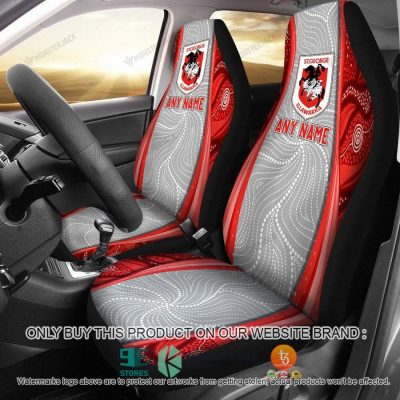NRL St. George Illawarra Dragons Custom Name Indigenous Car Seat Covers