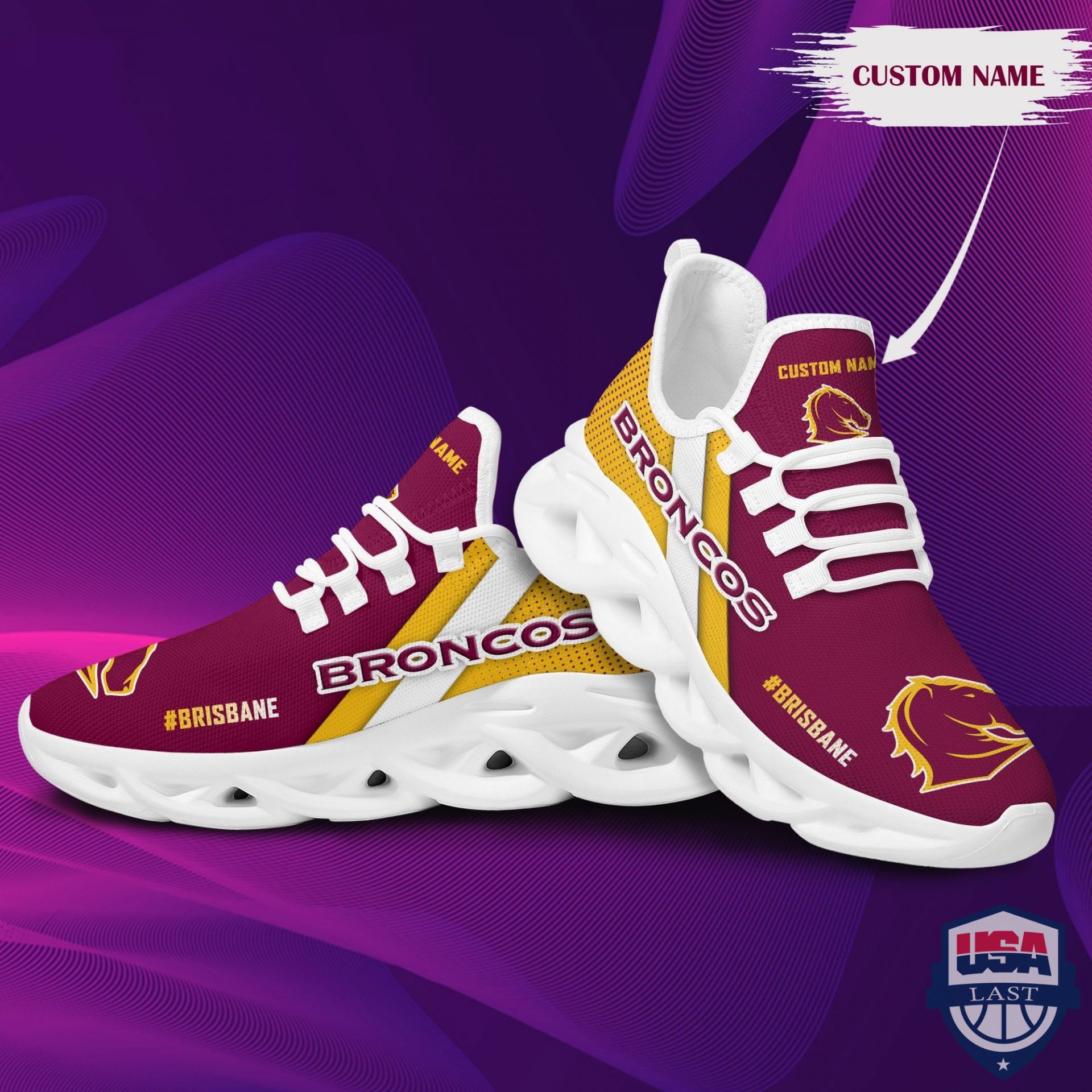 NRL Brisbane Broncos Custom Name Max Soul Shoes NRL Brisbane Broncos Custom Name Max Soul Shoes