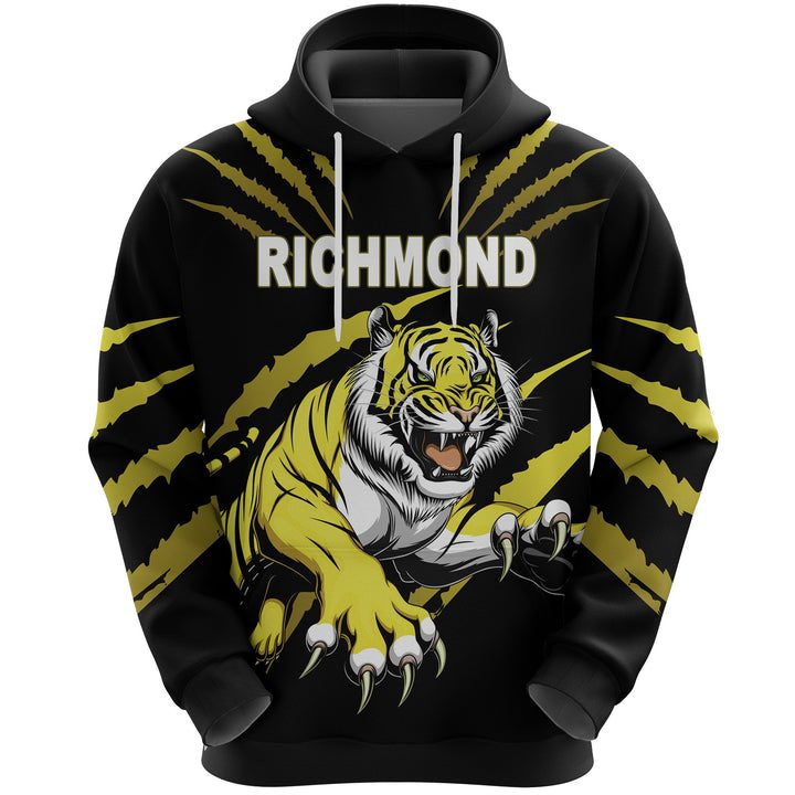 AFL Richmond Tigers Black Pullover Hoodie AFL Richmond Tigers Black Pullover Hoodie
