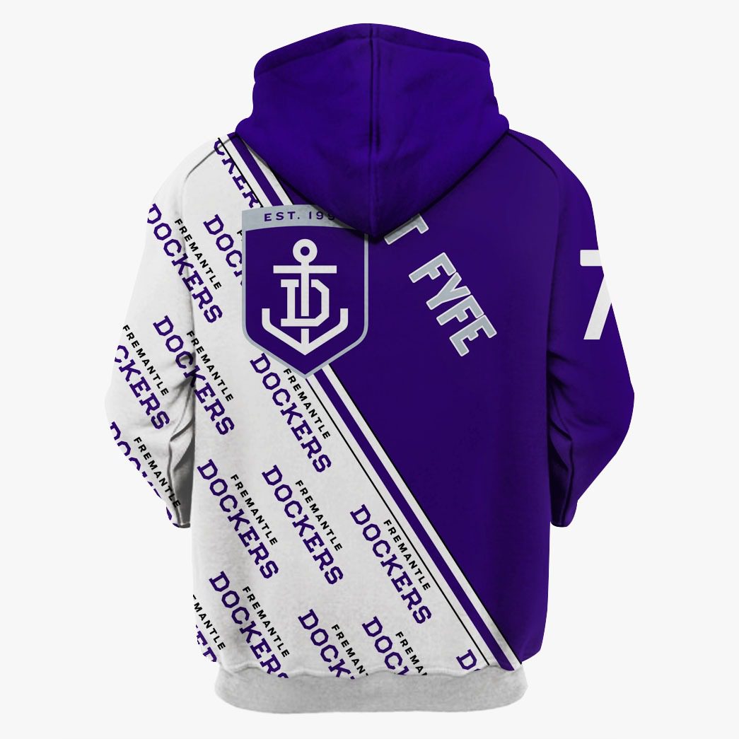 AFL Fremantle Dockers Nat Fyfe No 7 Pullover Hoodie V4 AFL Fremantle Dockers Nat Fyfe No 7 Pullover Hoodie V4