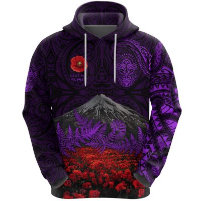 NRL New Zealand Warriors Taranaki Mount ANZAC Vibes - Purple Pullover Hoodie