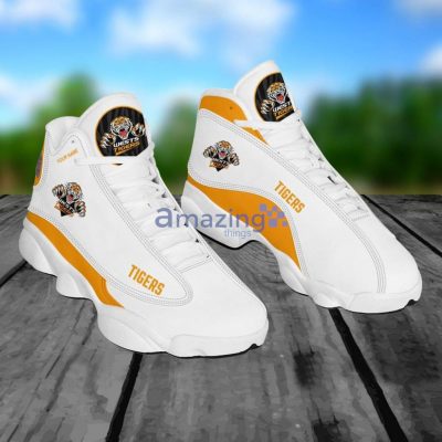 NRL Wests Tigers Custom Name White Orange Air Jordan 13 Shoes