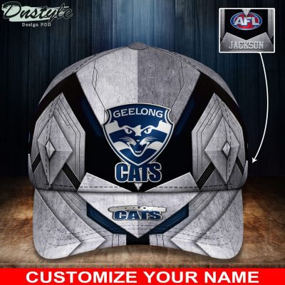AFL Geelong Cats Custom Name Grey Black Classic Cap