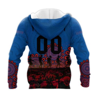 NRL Newcastle Knights Custom Name Number ANZAC Day Pullover Hoodie V11