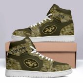 NFL New York Jets Camo Air Jordan 1 High Sneakers