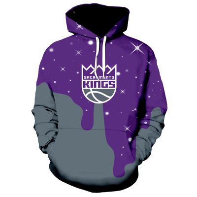 NBA Sacramento Kings Purple Gray Snow Rain Pullover Hoodie