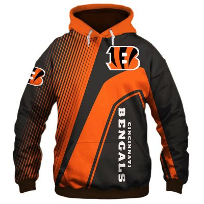 NFL Cincinnati Bengals Orange Black Pullover Hoodie V8