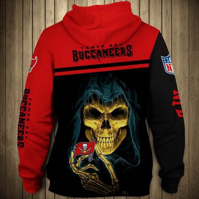 NFL Tampa Bay Buccaneers Skull Black Red Pullover Hoodie