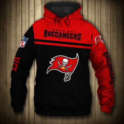 NFL Tampa Bay Buccaneers Skull Black Red Pullover Hoodie