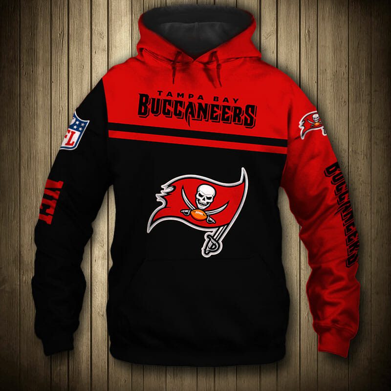 NFL Tampa Bay Buccaneers Skull Black Red Pullover Hoodie NFL Tampa Bay Buccaneers Skull Black Red Pullover Hoodie