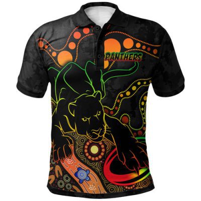 Penrith Panthers Polo Shirt - Custom Penrith Panthers Aboriginal Inspired Polo Shirt