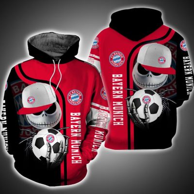Bayern Munich Red Black Jack Skellington Pullover Hoodie